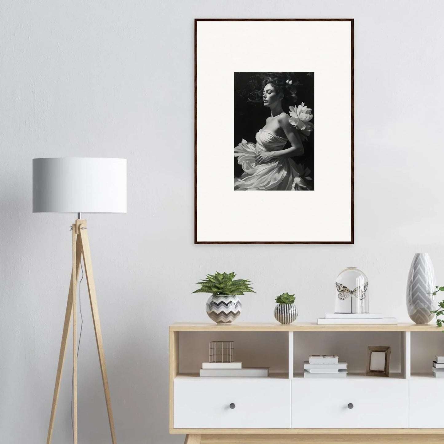 Elegant black and white woman photo for stylish room decoration or canvas print