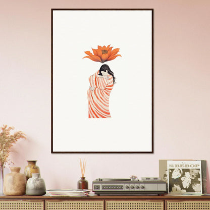 Framed artwork of a figure with a flower, perfect for Petal Whisper special edition art™