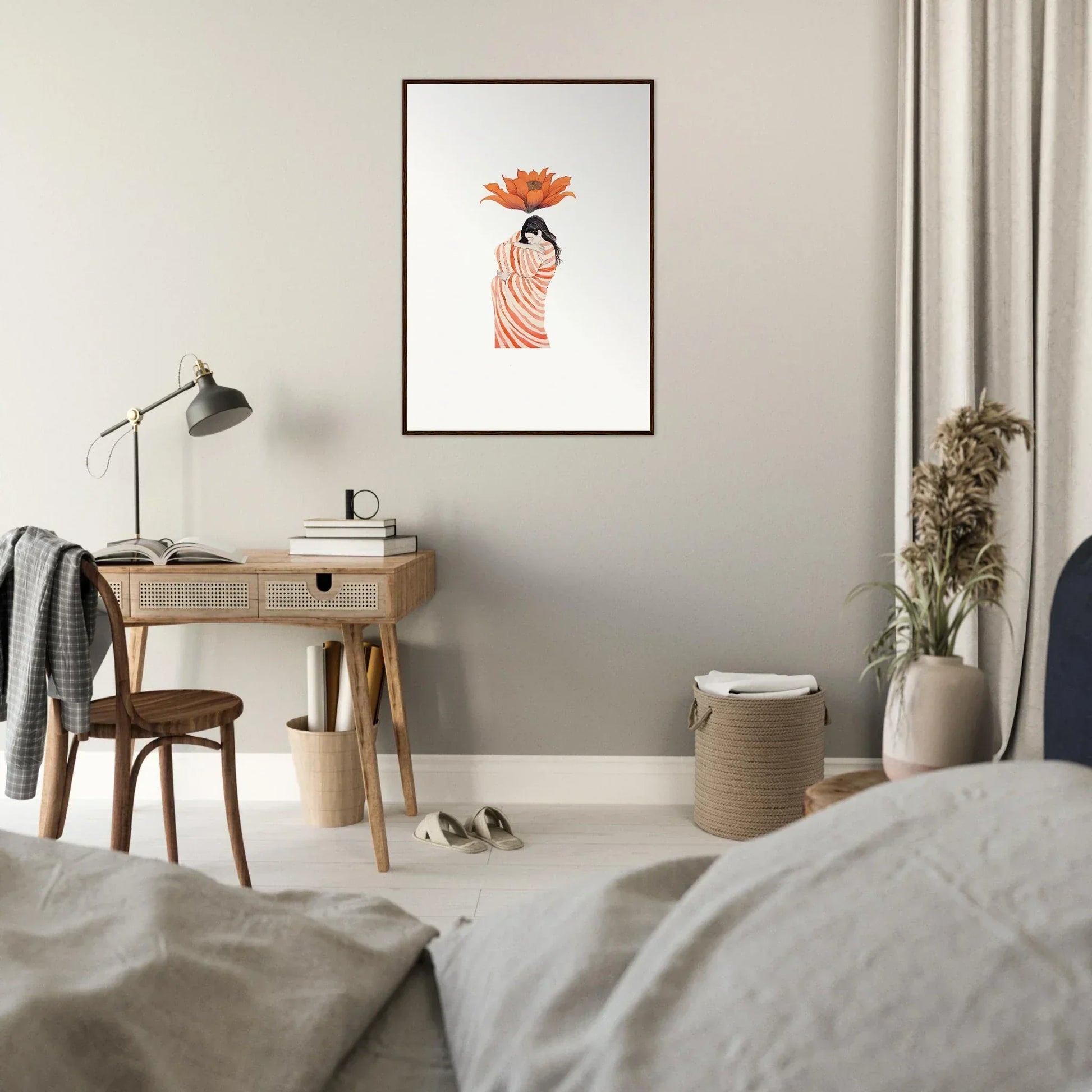 Stylized figure with a lotus flower in the Petal Whisper special edition art™ frame