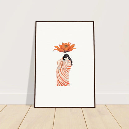 Framed canvas print of a figure in orange fabric, perfect wall art for room decoration