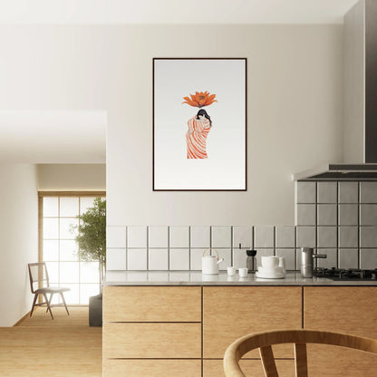 Framed artwork of a figure with an orange flower, perfect for Petal Whisper special edition art™