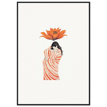 Stylized person in striped garment with flower, perfect for Room Decoration canvas print wall art