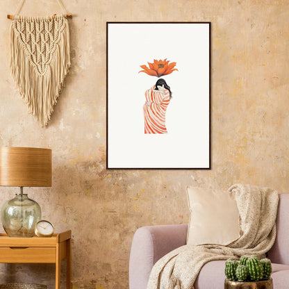 Framed artwork of a figure with a lotus flower, Petal Whisper special edition art™