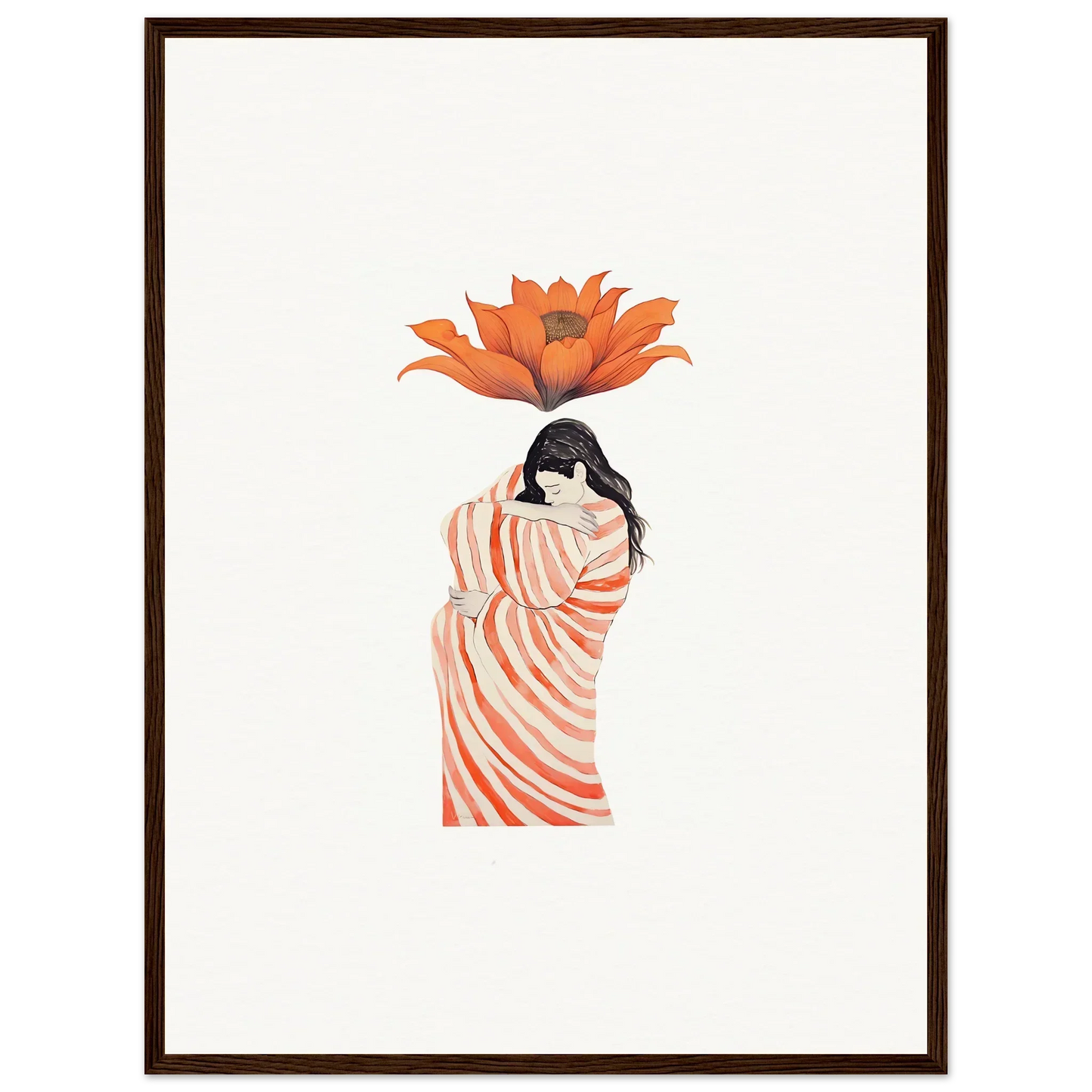 Colorful illustration of a person in a striped garment for Petal Whisper wall art