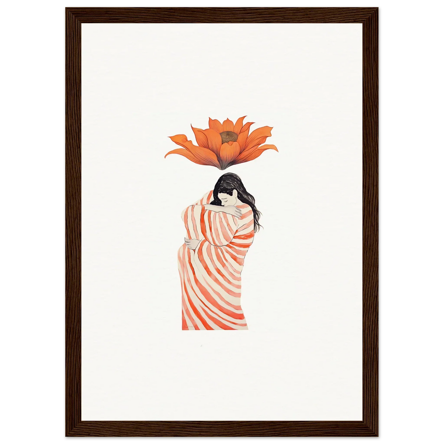 Colorful wall art of a woman in a striped robe for chic room decoration