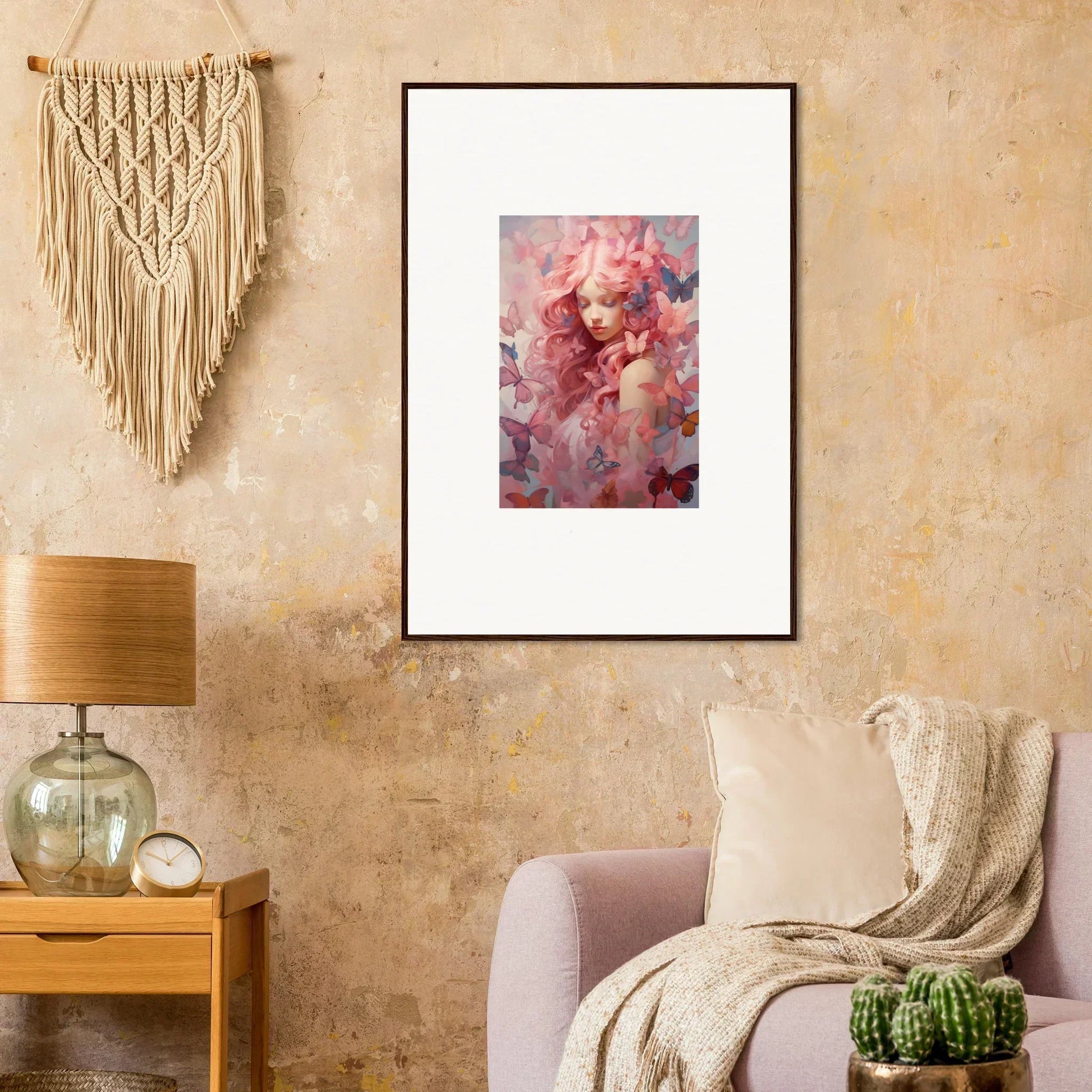 Framed wall art featuring Petal Winds Arise with pink and red tones for stylish room decor