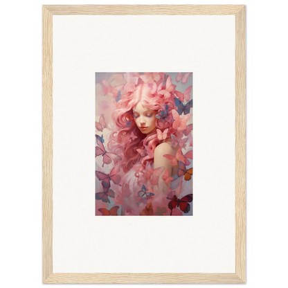 Framed wall art of dreamy portrait with floral elements for winds arise room decor