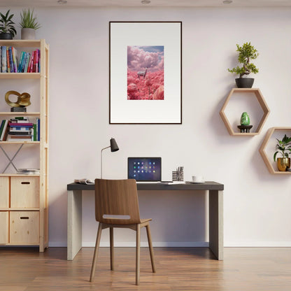 Home office setup featuring Petaled Phantasm wall art for stylish room decoration