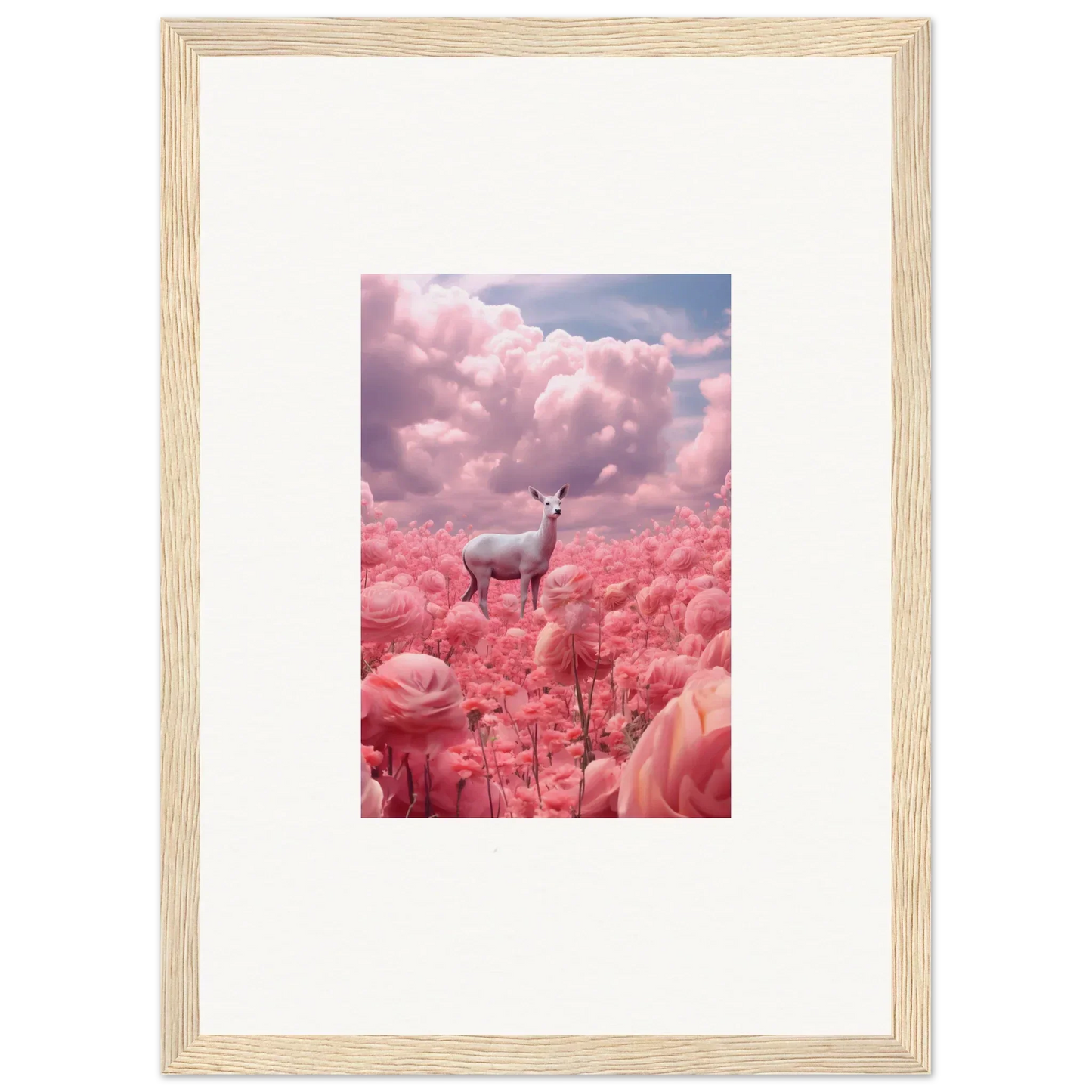 Deer in a field of pink flowers for stunning wall art in your room decoration