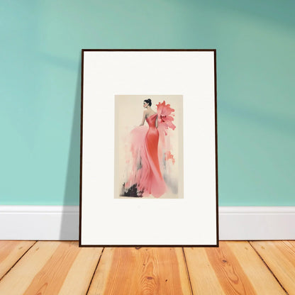 Framed wall art of a pink evening gown in Petal’ed Reverie Silence special edition art™