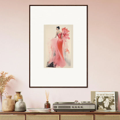 Framed wall art featuring a figure in a pink gown from Petal’ed Reverie Silence