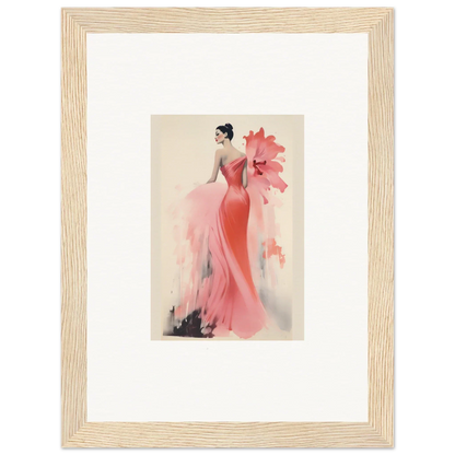 Elegant fashion illustration of a coral gown, part of Petal’ed Reverie Silence collection