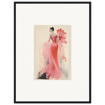 Elegant fashion illustration in coral gown from Petal’ed Reverie Silence special edition art