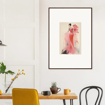 Framed watercolor art of a figure in pink garments from Petal’ed Reverie Silence