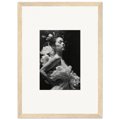 Black and white photo of a woman dreaming nuit, perfect for room decoration canvas print