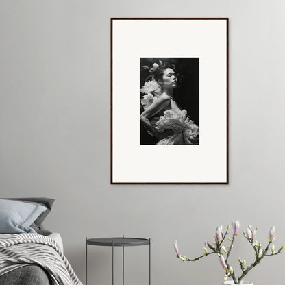 Framed black and white photo of an elegant pose for dreamy room decoration