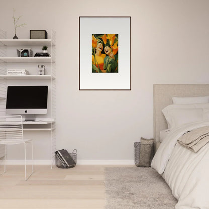 Framed canvas print of Ecstatic Whispers, perfect for vibrant room decoration