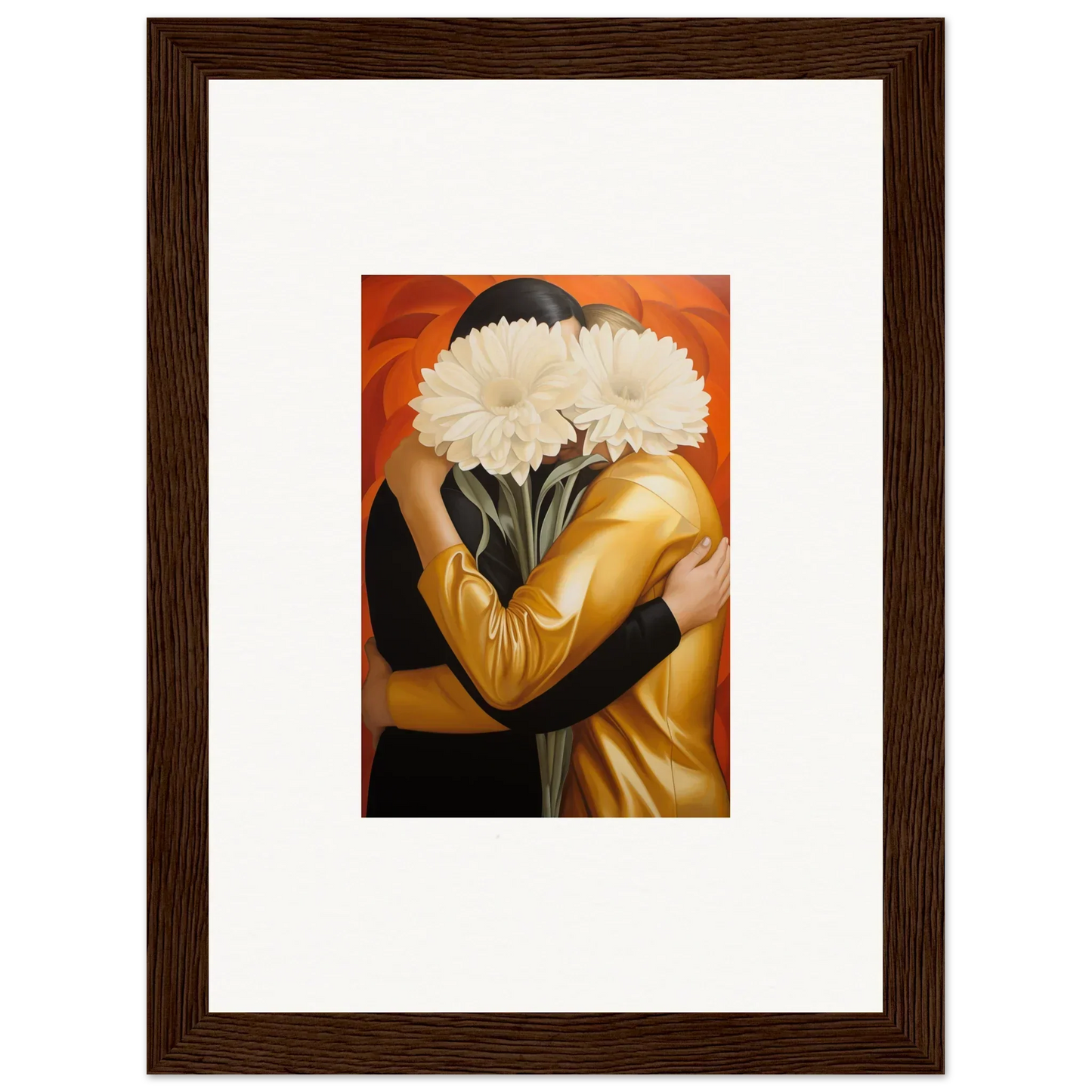 Framed wall art of a person holding flowers, perfect for room decor to embrace Aether