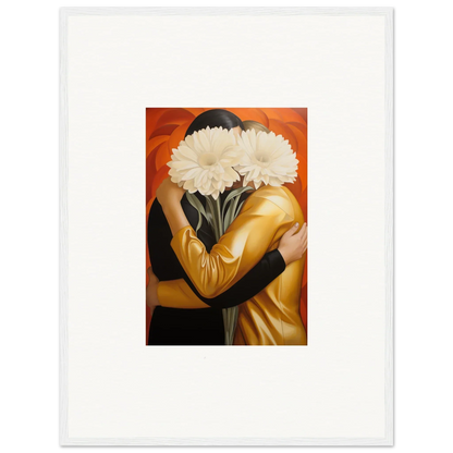 Painting of two embracing figures with obscured faces, perfect for framed wall art and room decor