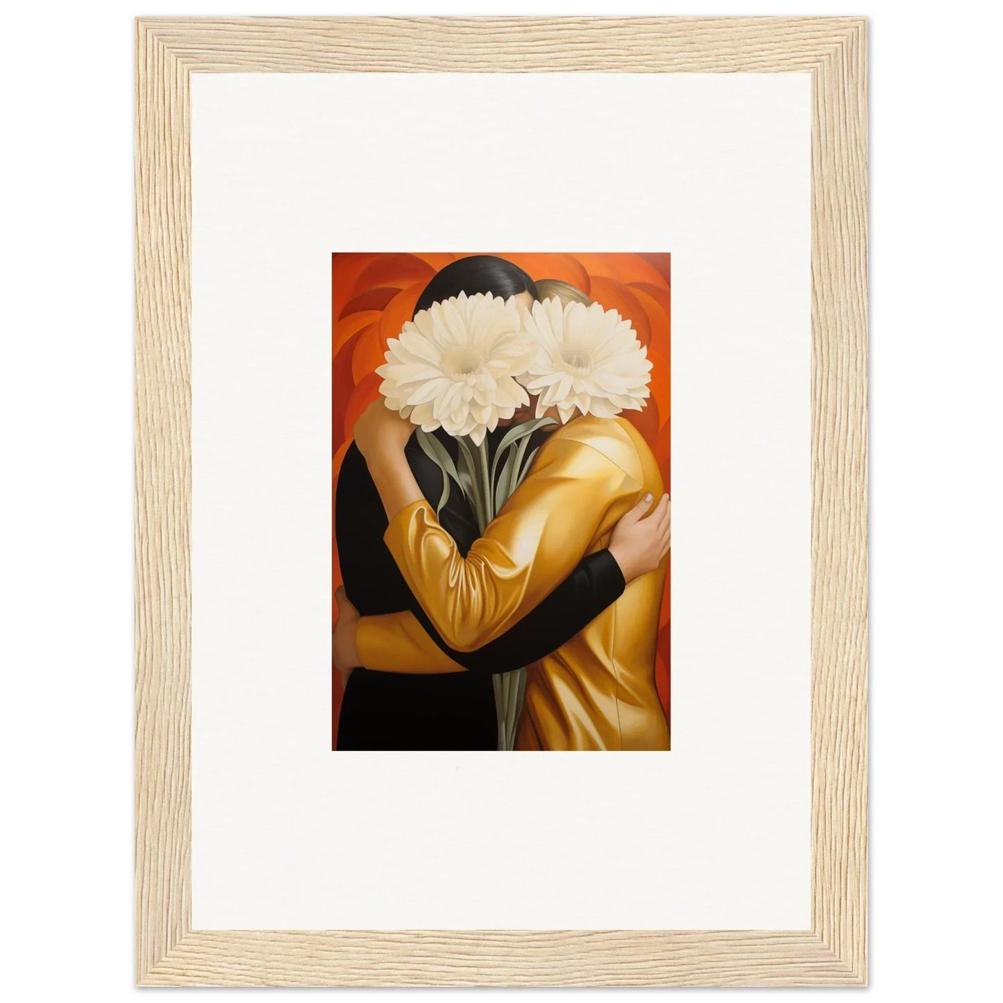 Framed wall art of a person with white flowers, perfect for your room decor to embrace Aether