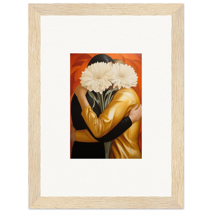 Framed wall art of a person with white flowers, perfect for your room decor to embrace Aether