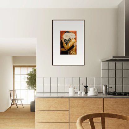 Framed wall art of self-embrace on kitchen wall, perfect room decor with Embrace Aether