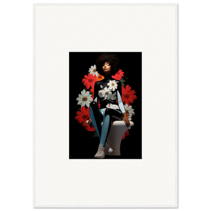 Portrait of a person with red and white flowers showcasing Petals Levitate Soul