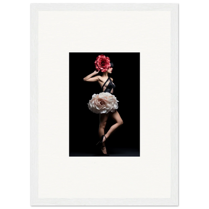 Dancer wearing a floral-inspired costume with a large rose-like skirt and headpiece.