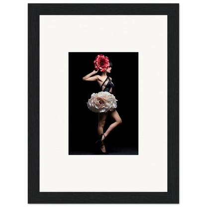 Dancer wearing a floral-inspired costume with a rose-like skirt and headpiece.