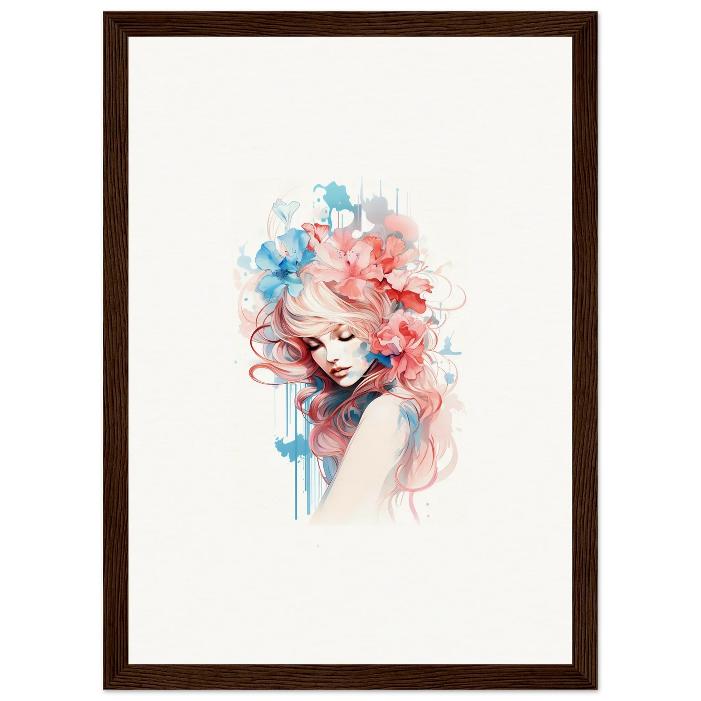 Watercolor-style canvas print of a woman for chic room decoration wall art