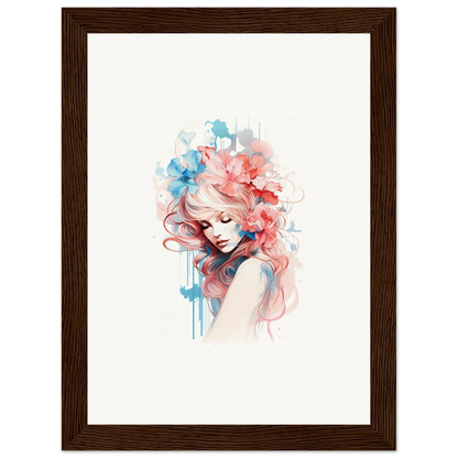 Vibrant watercolor portrait of a woman, perfect for wall art and room decoration