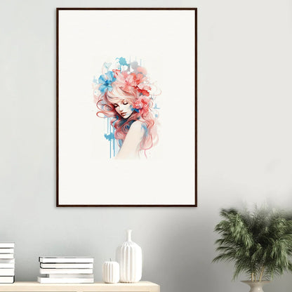 Watercolor portrait with colorful hair, perfect for room decoration or canvas print wall art