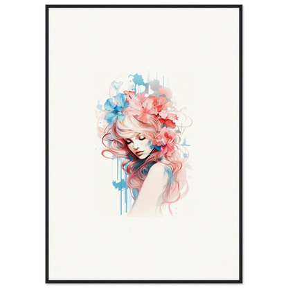 Watercolor portrait of a woman, perfect for room decoration as canvas print wall art