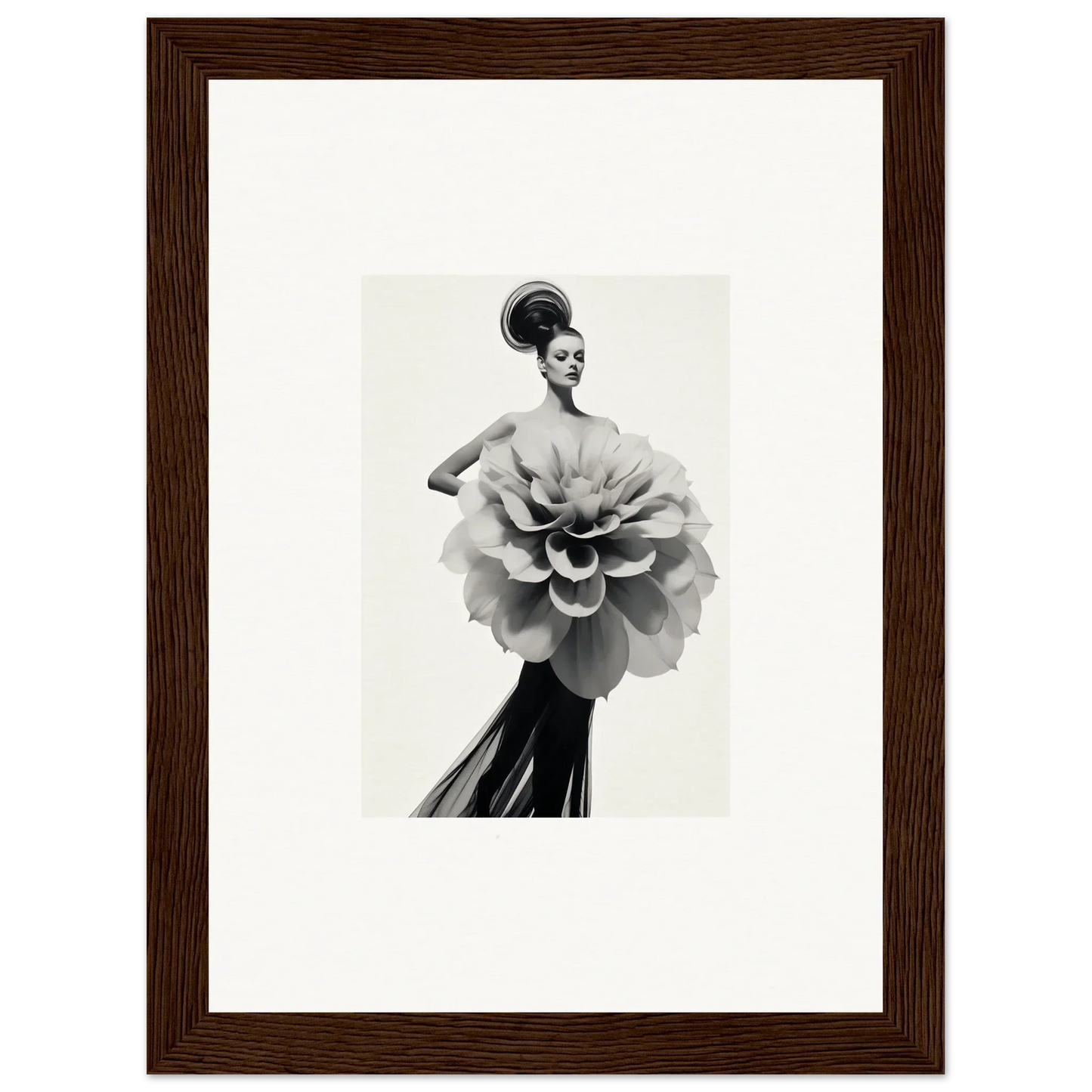 Dramatic flower-shaped dress in Phantom Bloom Flourish special edition art™ framed wall art