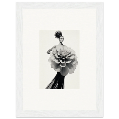 Black and white photo of a figure in a flower dress from Phantom Bloom Flourish special edition art™