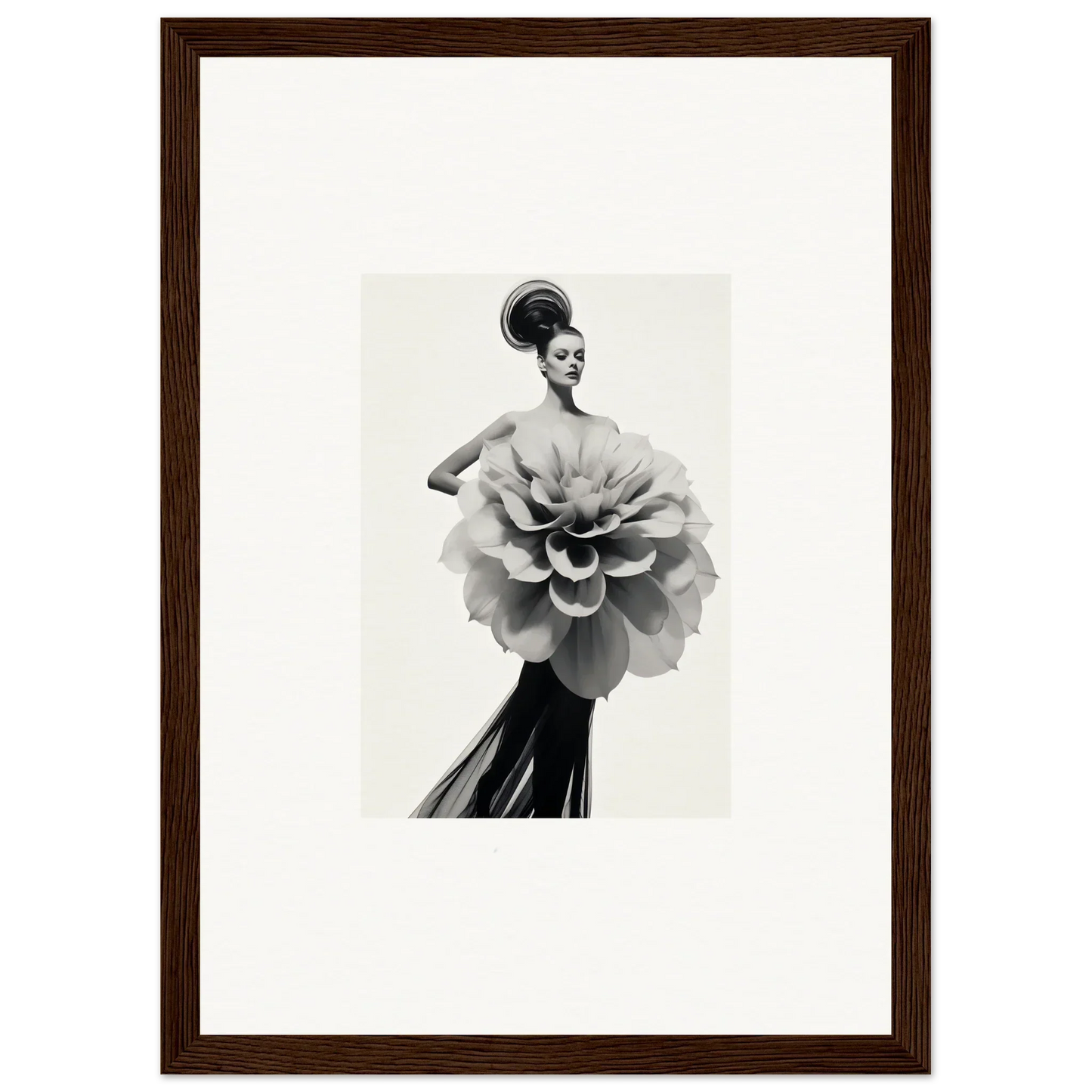 Person in elegant dress resembling a blooming flower from Phantom Bloom Flourish collection