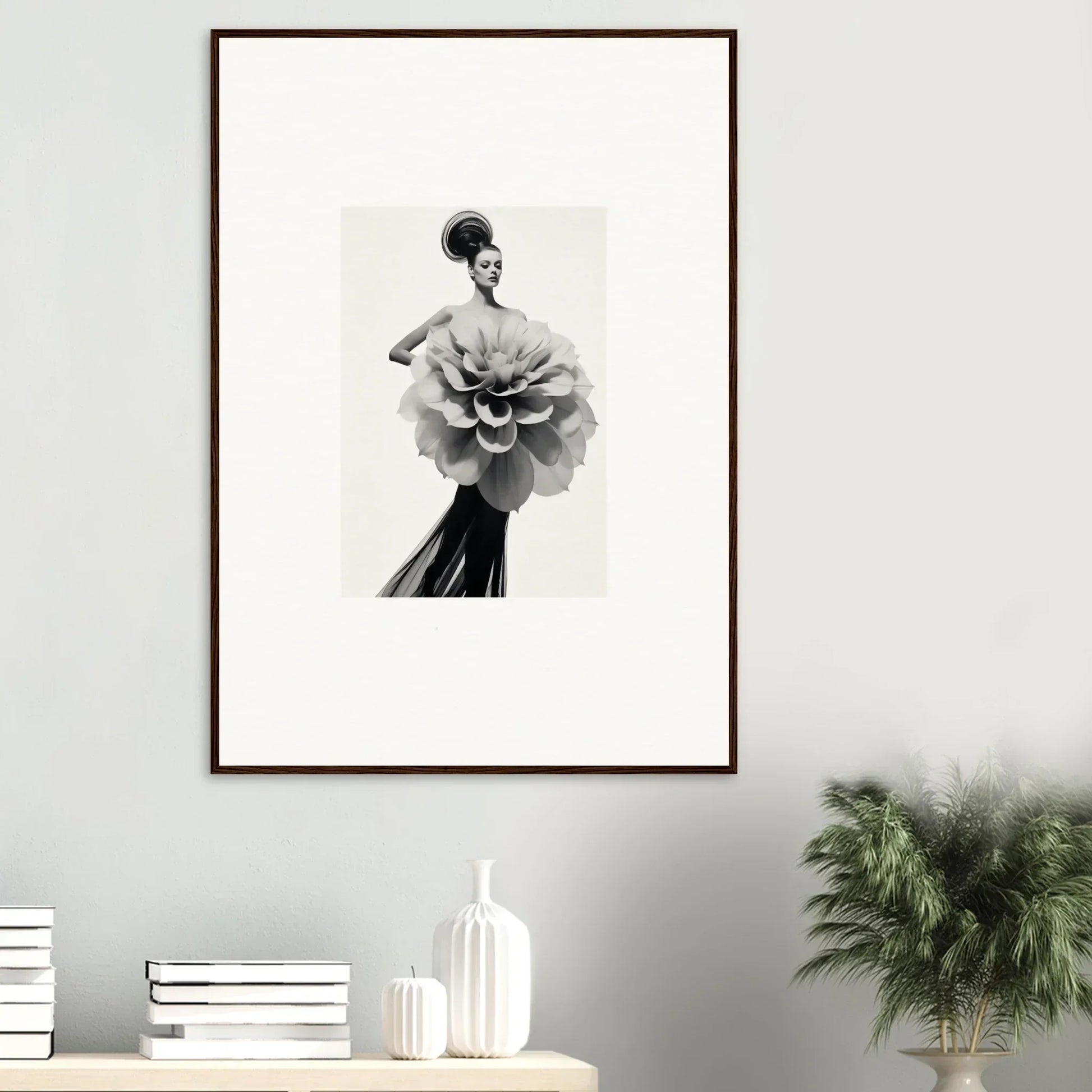 Framed wall art of Phantom Bloom Flourish with a figure in a flower-shaped dress