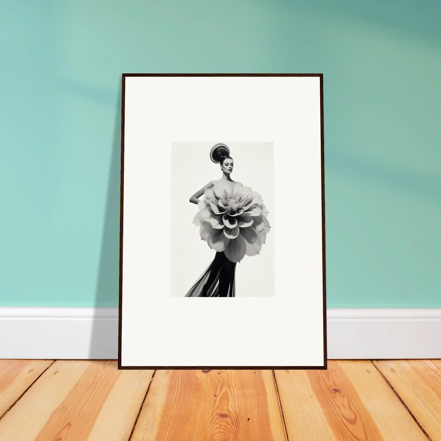 Framed wall art of a figure in a stunning flower dress from Phantom Bloom Flourish