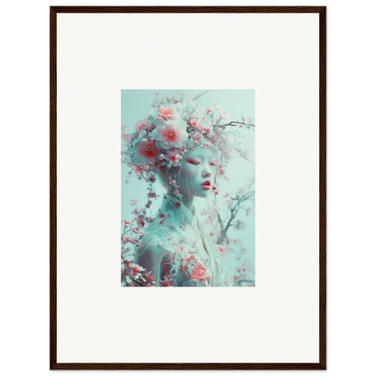 Framed wall art featuring an ethereal figure in the Blossom Reverie theme for room decor