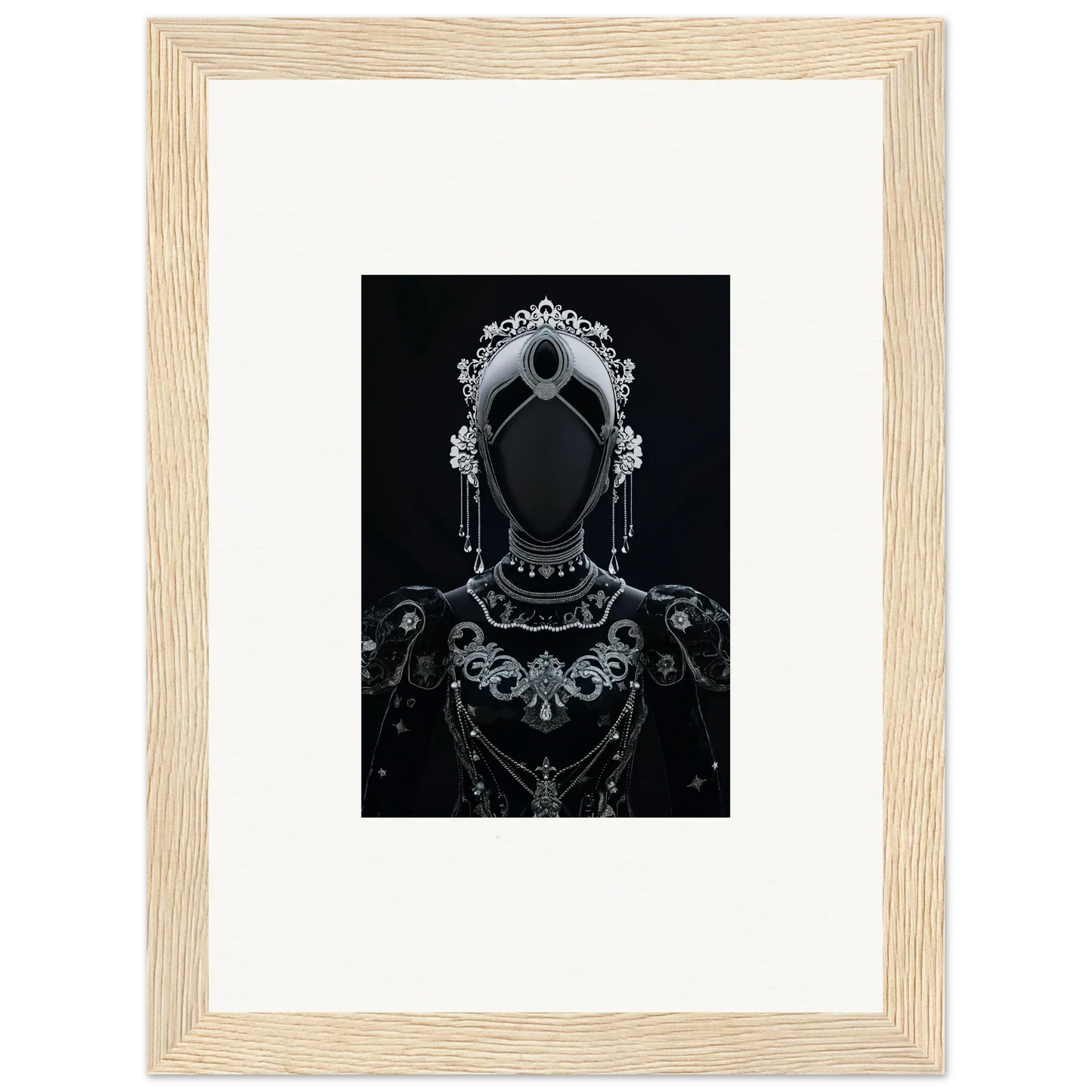 Ornate silhouette of a regal figure in framed wall art for elegant room decor