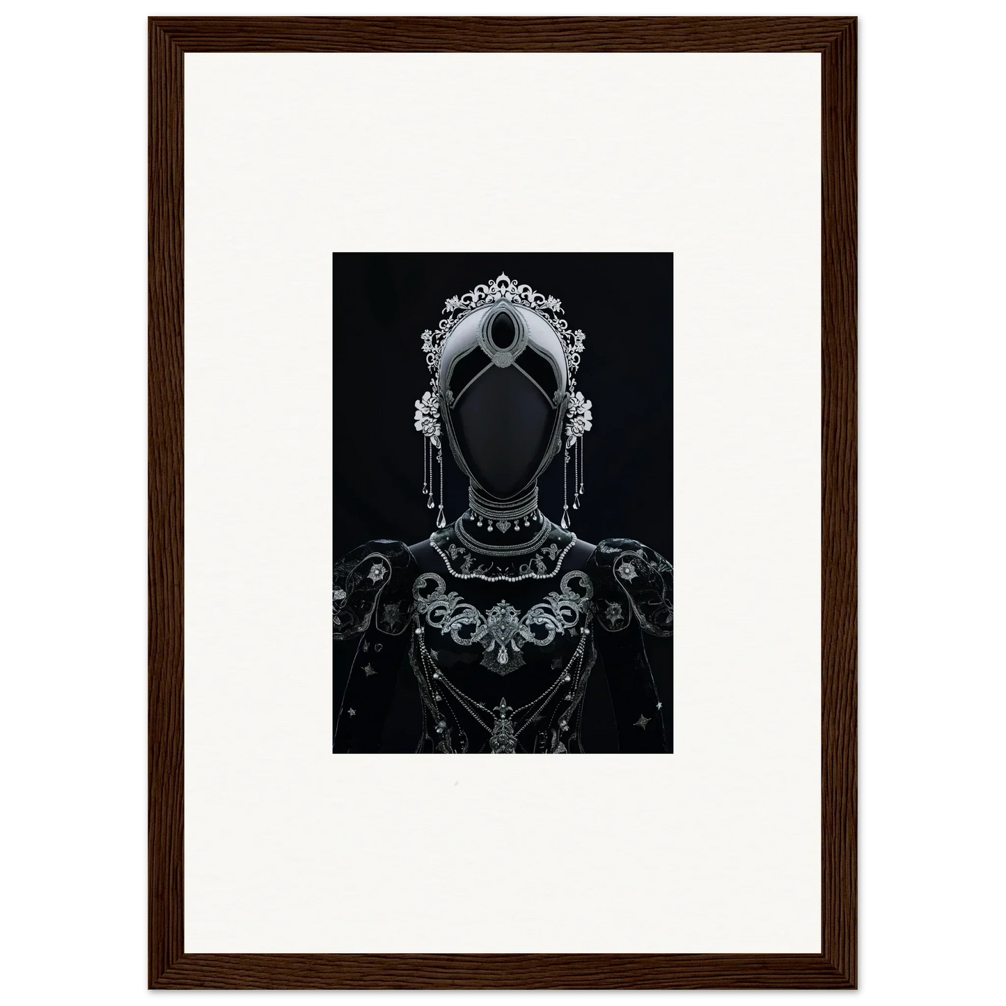 Ornate silhouette of a regal figure, ideal for regal conduit room decor or framed wall art