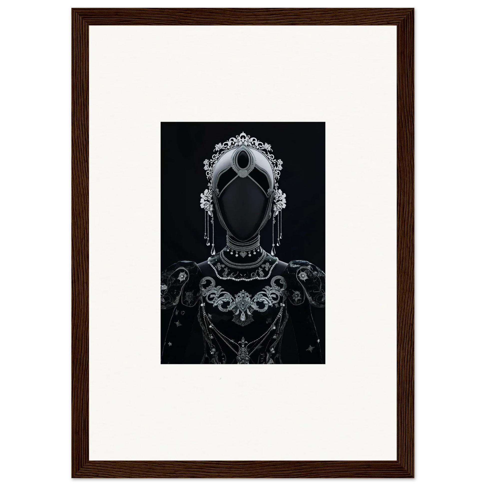 Ornate silhouette of a regal figure, ideal for regal conduit room decor or framed wall art