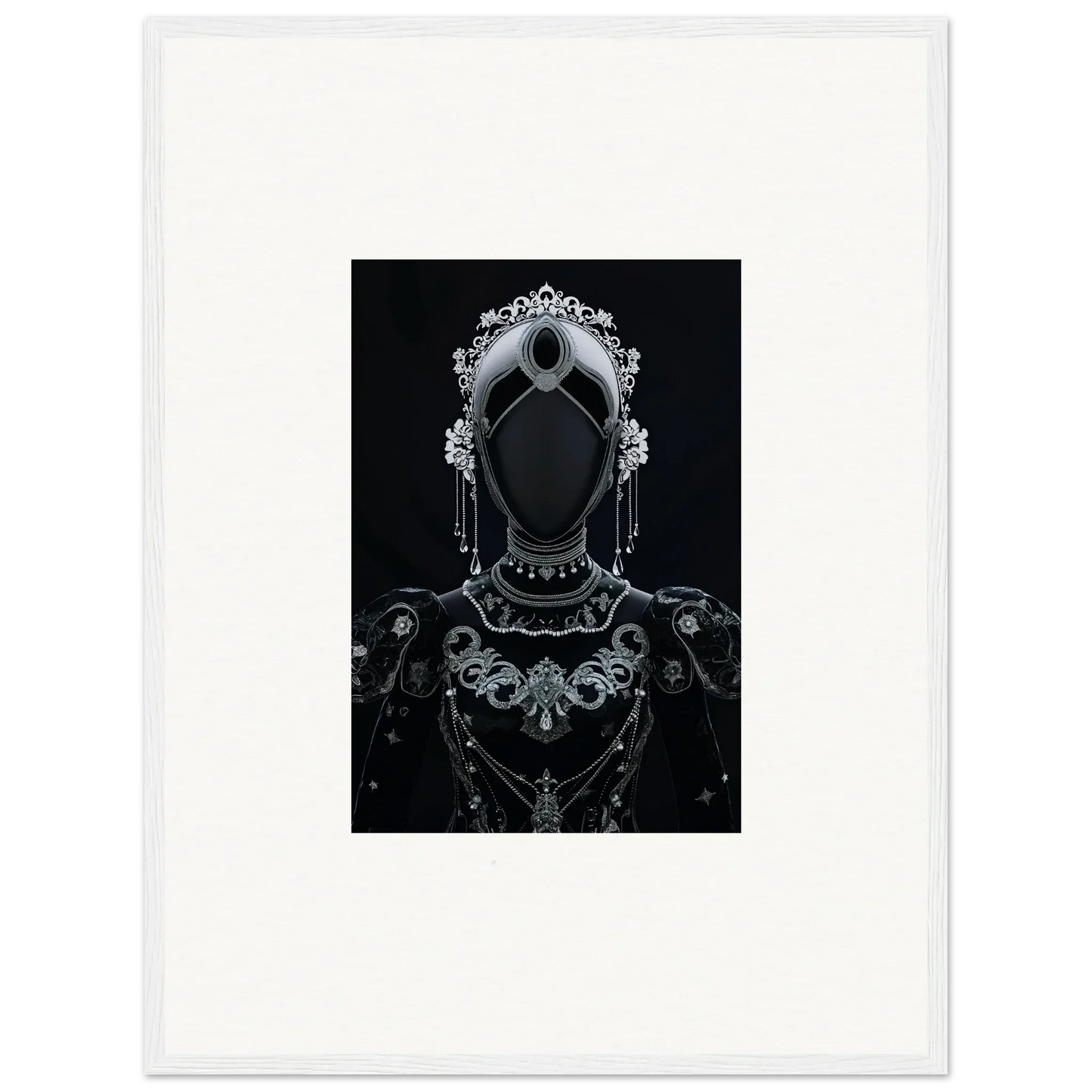 Ornate silhouette of a regal figure as framed wall art for elegant room decor