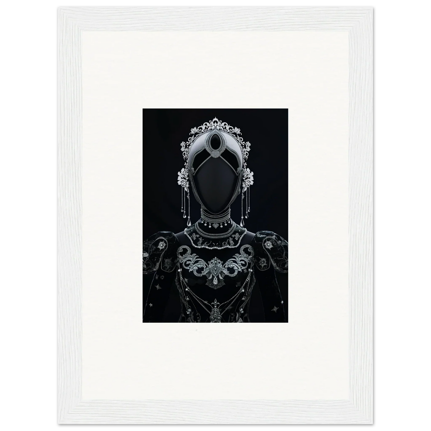 Ornate silhouette of a figure in headdress for Regal Conduit room decor wall art