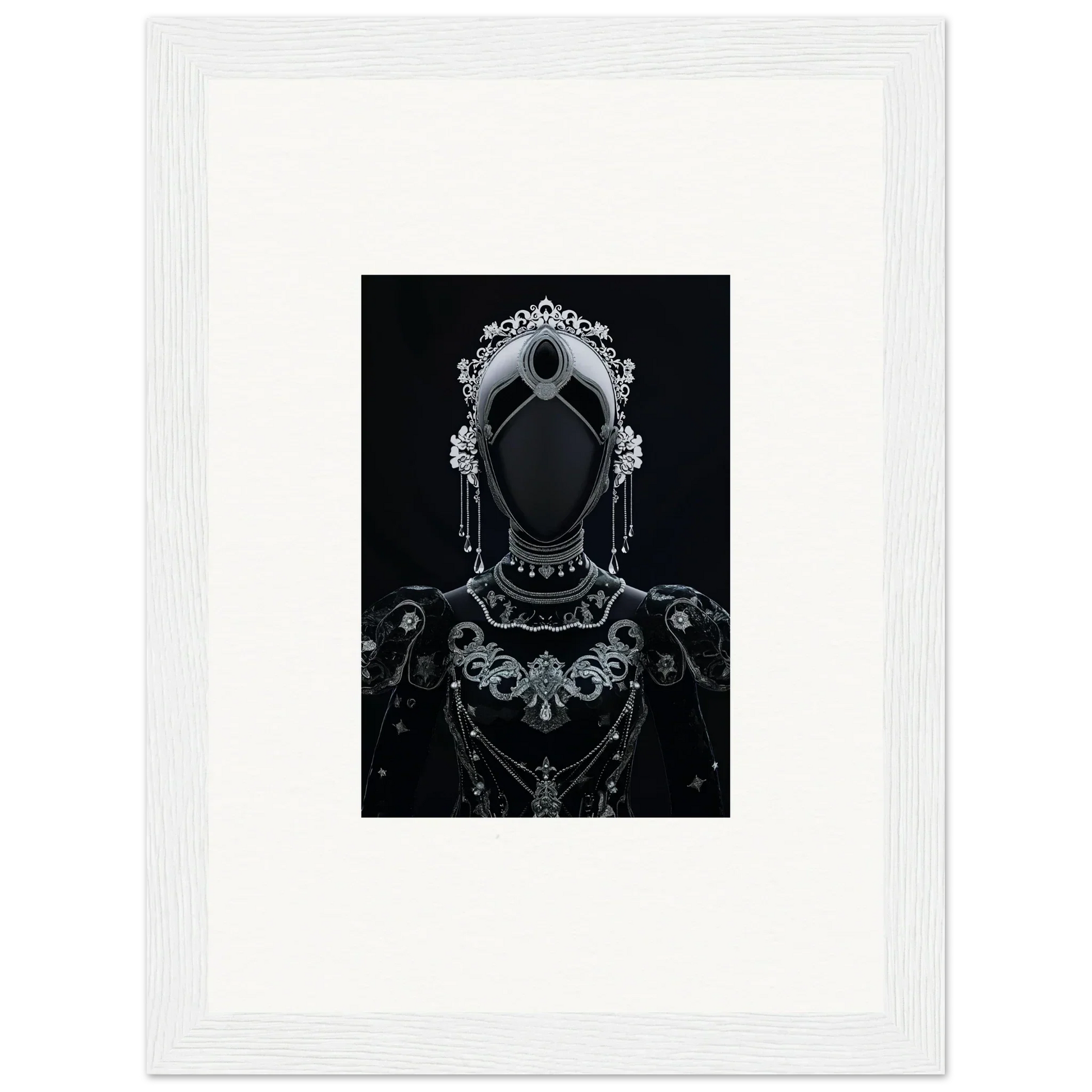 Ornate silhouette of a figure in headdress for Regal Conduit room decor wall art