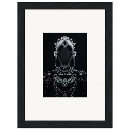 Ornate silhouette of a regal figure in headdress for framed wall art room decor