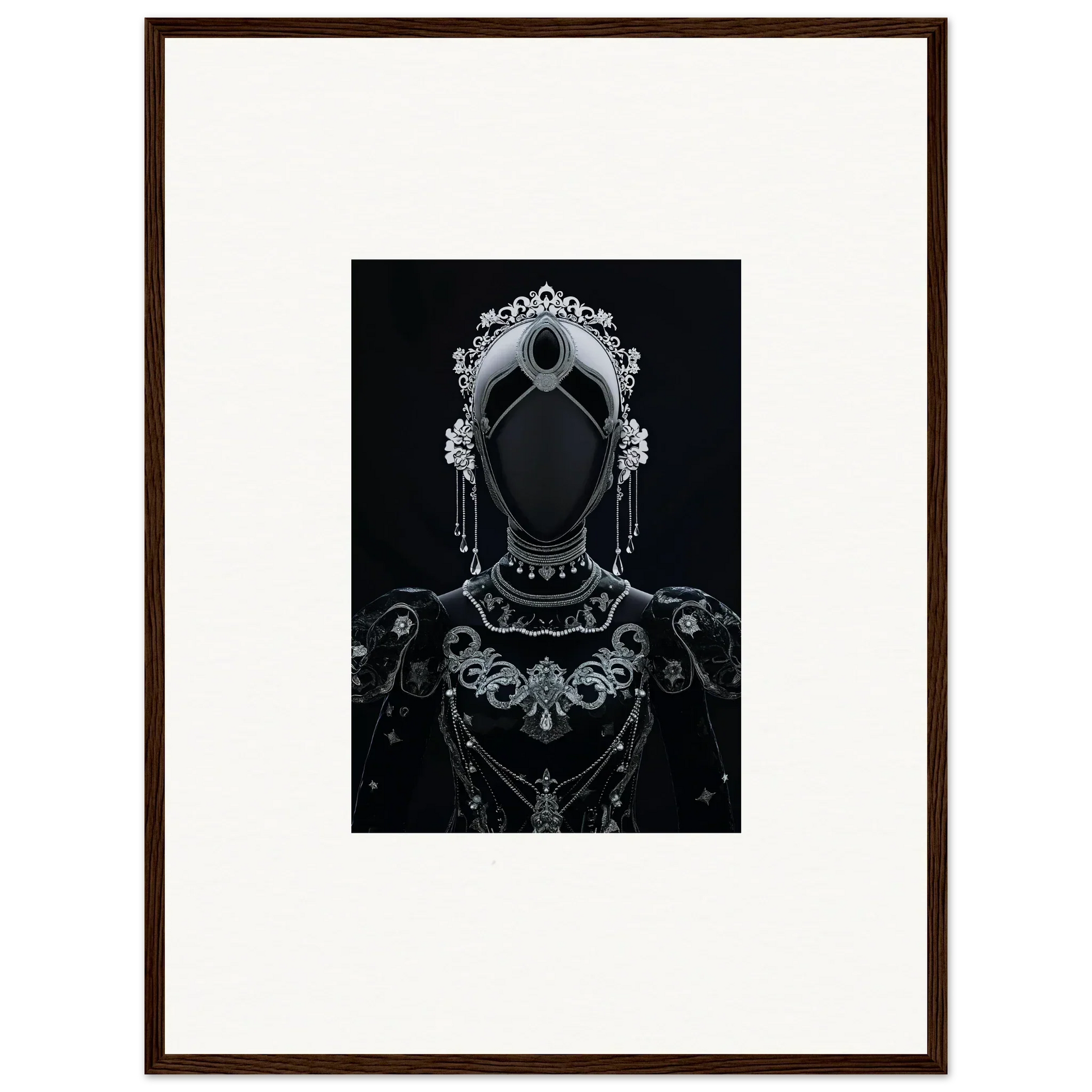 Silhouette of a regal figure in ornate attire perfect for framed wall art and room decor