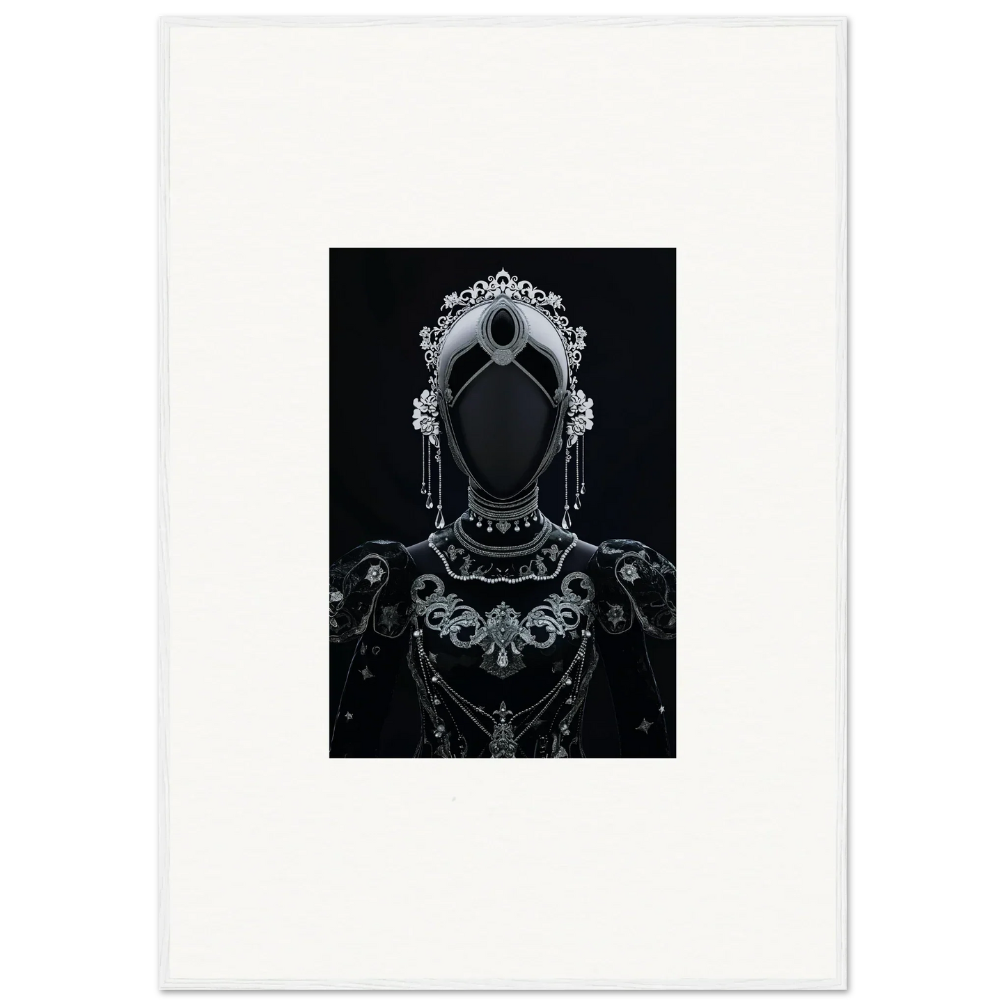 Ornate silhouette of a regal figure in decorative clothing for Room Decor and Framed Wall Art