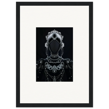 Ornate silhouette of a figure in headdress for regal conduit framed wall art decor