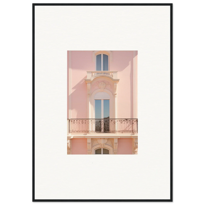 Pink Echoed Dream art featuring a pink building facade with ornate balcony and windows